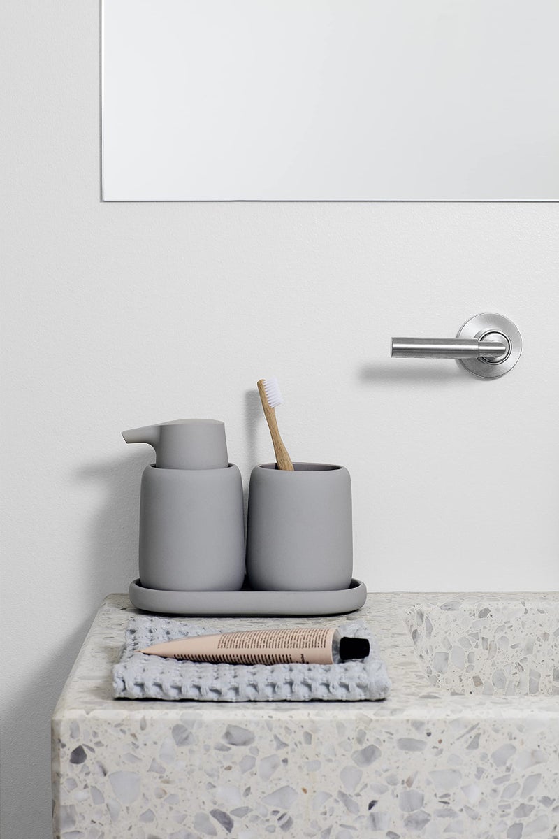 Blomus -SONO Soap Dispenser Made of Ceramic, Microchip, Soap Dispenser, Elegant Look, Matte, Workmanship, Exclusive Bathroom Accessory, H 14 cm, D 9.5 cm, Diameter 8.5, V 0.25 L - Image 4